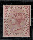 MALAYA - 1867 30c claret IMPERFORATE IMPRIMATUR.