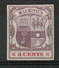 MAURITIUS - 1895 3c IMPERFORATE COLOUR TRIAL in dull purple and magenta.
