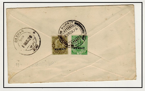 KUWAIT - 1928 4 1/2a rate cover to Scotland sent via Basrah.
