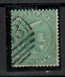 MAURITIUS - 1863 6d blue-green (SG 65) used with INVERTED WATERMARK.