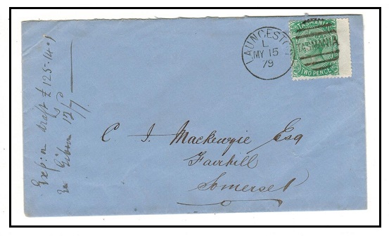 TASMANIA- 1879 2d rate local cover used at LAUNCESTON.