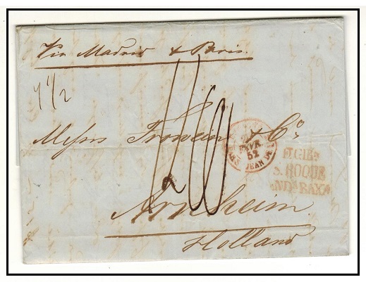GIBRALTAR - 1852 entire to Holland struck 
