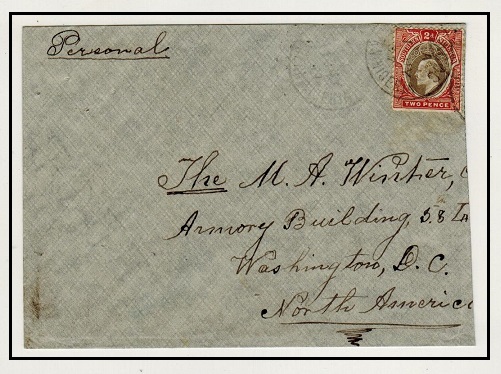 SOUTHERN NIGERIA - 1907 2d rate cover to USA used at LAGOS.