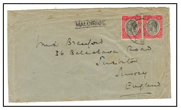 TANGANYIKA - 1928 30c rate cover addressed to UK struck 