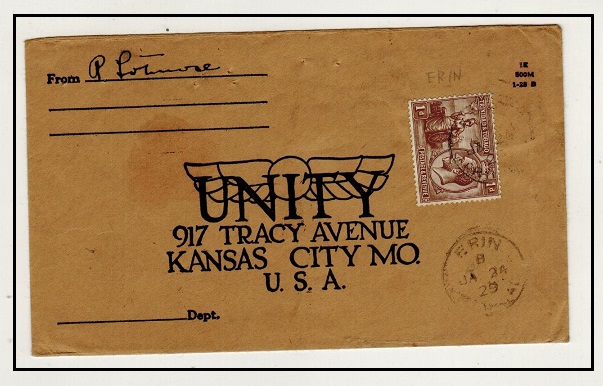 TRINIDAD AND TOBAGO - 1929 1d rate cover to USA used at ERIN.