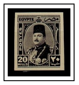 EGYPT - 1944 20m IMPERFORATE PLATE PROOF printed in slate violet.