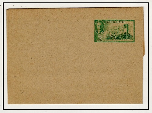 BARBADOS - 1951 2c green postal stationery wrapper unused.  H&G 7.