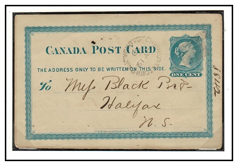 PRINCE EDWARD ISLAND - 1880 use of 1c blue PSC to Halifax used at CHARLOTTE TOWN.