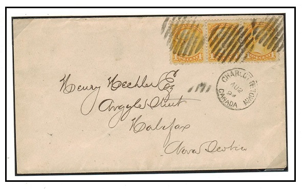 PRINCE EDWARD ISLAND - 1890 3c rate cover to Halifax used at CHARLOTTE TOWN.
