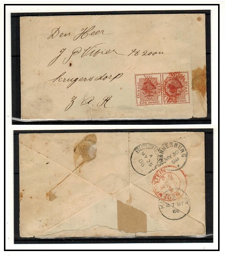 ORANGE FREE STATE - 1888 2d rate local cover (major faults) used at BLOEMFONTEIN.