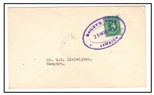 JAMAICA - 1949 1/2d rate local cover used at BAILEYS VALE.