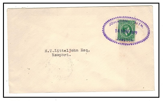 JAMAICA - 1949 1/2d rate local cover used at JOHNSON MTN.