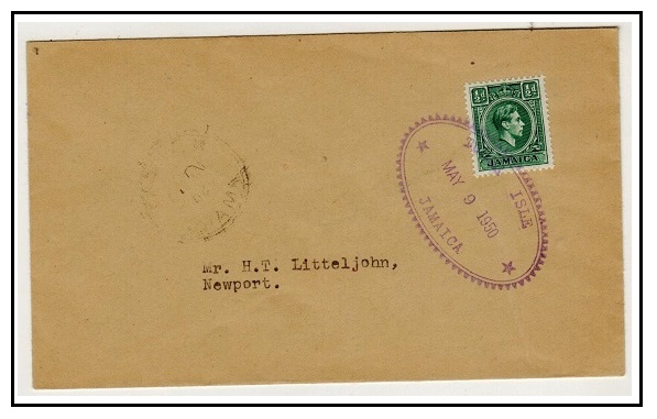 JAMAICA - 1950 1/2d rate local cover used at TOWER ISLE.