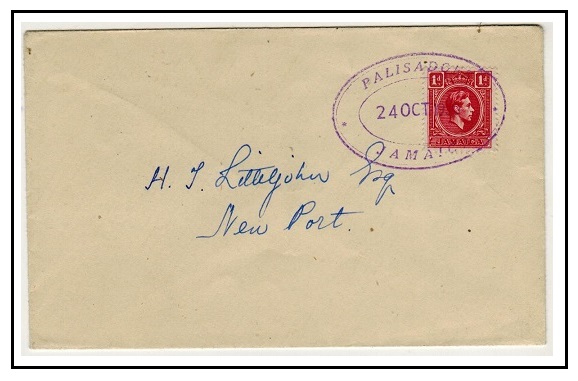 JAMAICA - 1950 1d rate local cover used at PALISADOES.