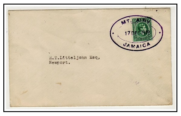 JAMAICA - 1949 1/2d rate local cover used at MT.AIRY.