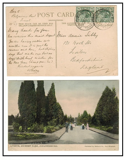 TRANSVAAL - 1907 1d rate postcard to UK used at PILGRIMS REST.