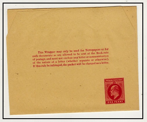 NYASALAND - 1908 1d carmine postal stationery wrapper unused.  H&G 2.