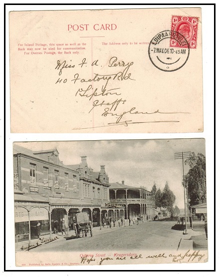 TRANSVAAL - 1906 1d rate postcard to UK used at LUIPAARDSVLEI.