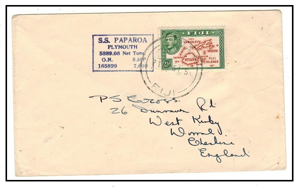 FIJI - 1951 2 1/2d rate cover to UK with 