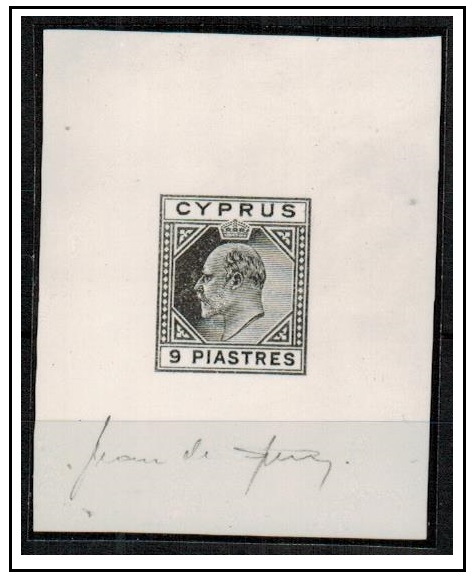 CYPRUS - 1902 9p photographic SPERATI proof with signature below.
