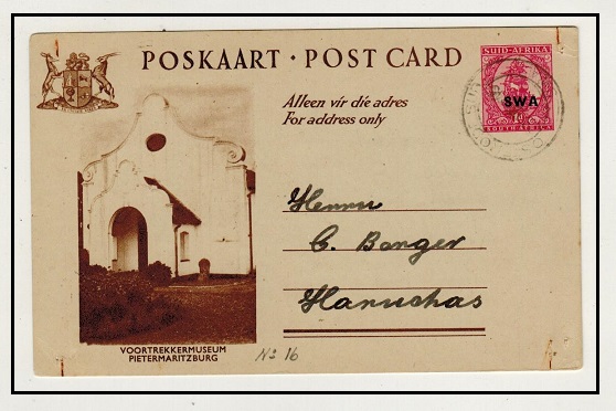 SOUTH WEST AFRICA - 1944 1d illustrated (Africans) PSC used at OSTERODE SUD.