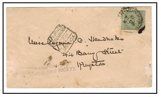JAMAICA - 1901 1/2d rate local cover undelivered and struck RETURNED LETTER BRANCH/JAMAICA.