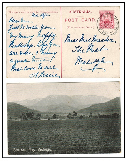 AUSTRALIA - 1912 1d red illustrated PSC addressed locally and used at BAYWOOD.   H&G 5.