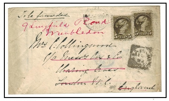CANADA - 1885 10c rate cover to UK. 