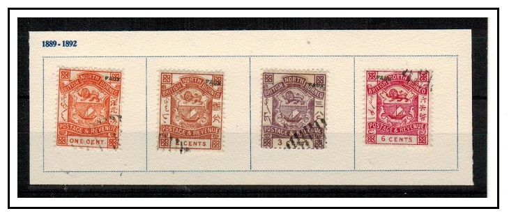NORTH BORNEO - 1886-88 1c,2c,3c and 6c FOURNIER FORGERIES with bogus cancels and marked FAUX.