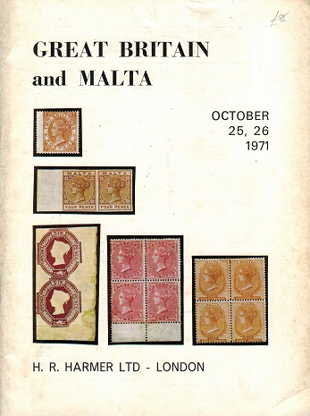 MALTA - Harmers of London  auction catalogue of the Lady Bignolds collection of Malta. 