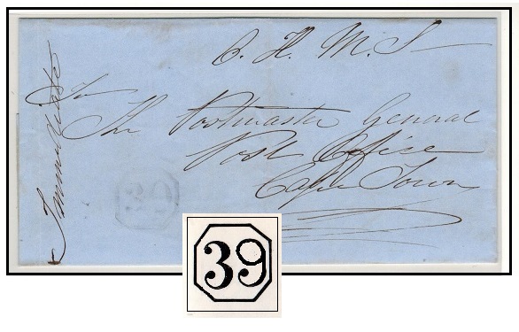 CAPE OF GOOD HOPE - 1853 OHMS outer wrapper struck 