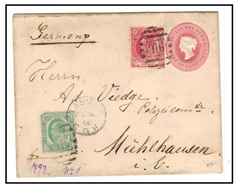 CAPE OF GOOD HOPE - 1892 1d pink PSE to Germany uprated at 