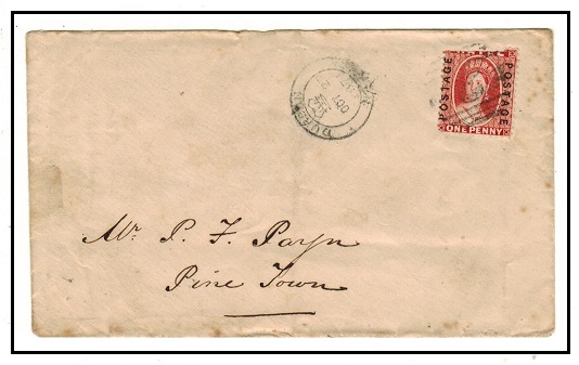 NATAL - 1871 1d rate local cover used at Durban.