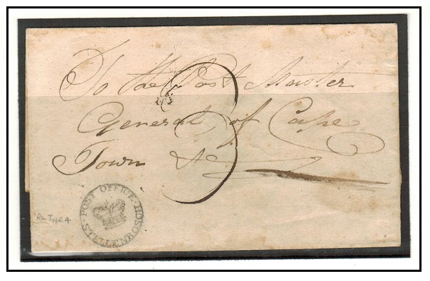 CAPE OF GOOD HOPE - 1840 (circa) stampless outer wrapper cancelled STELLENBOSCH.