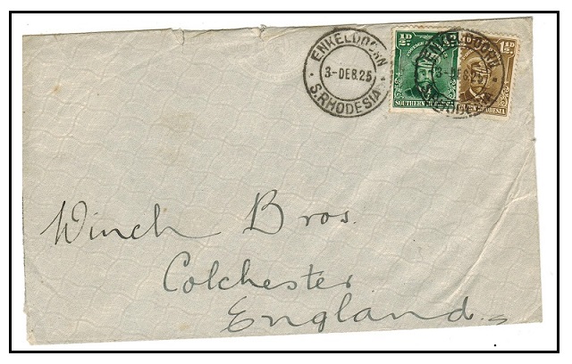 SOUTHERN RHODESIA - 1925 2d rate cover to UK used at ENKELDOORN.
