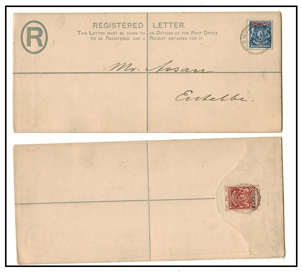UGANDA - 1902 2a red-brown RPSE (size H2) uprated to ENTEBBE.  H&G 1b.