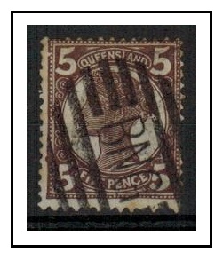PAPUA - 1895 5d purple-brown Queensland adhesive cancelled 