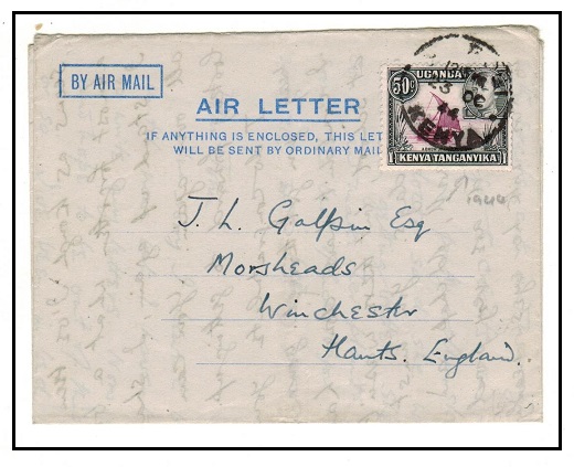 K.U.T. - 1944 50c rate use of FORMULA air letter to UK used at NAIROBI.