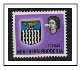 NORTHERN RHODESIA - 1963 1/2d bright violet U/M with VALUE OMITTED.  SG 75a.