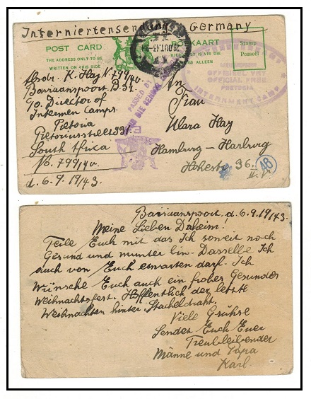 SOUTH AFRICA - 1943 censored 
