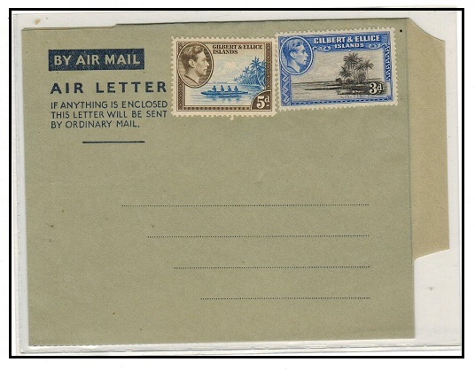 GILBERT AND ELLICE ISLANDS - 1950 (circa) FORMULA air letter with 3d+5d adhesives added officially.