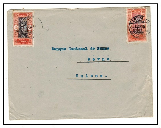 TOGO - 1920 25c rate commercial cover to Switzerland used a LOME.