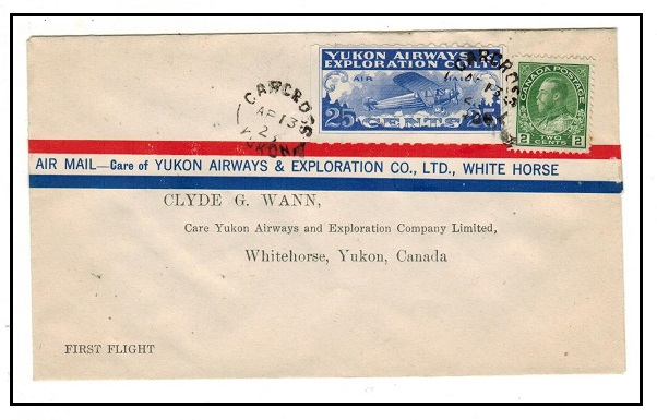CANADA - 1928 Carcross to Whitehouse first flight cover with blue air label on reverse.