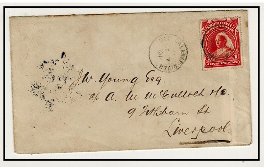 NIGER COAST - 1901 1d rate cover to UK used at OLD CALABAR RIVER (scarce small type lettering).
