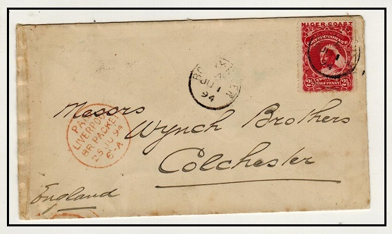 NIGER COAST - 1894 2 1/2d rate cover to UK used at BONNY RIVER.