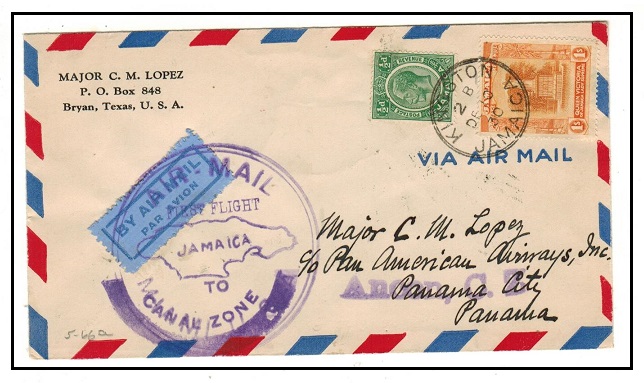 JAMAICA - 1930 first flight cover to Panama.