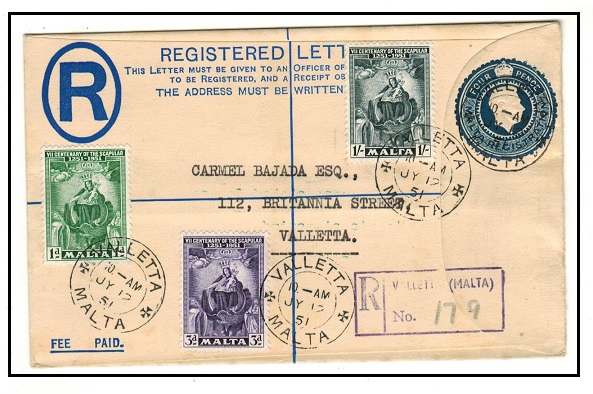 MALTA - 1938 4d blue RPSE used locally on first day with 
