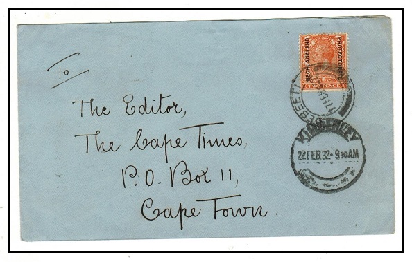 BECHUANALAND - 1932 2d rate cover to Cape Town used at DEBEETI.