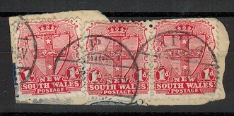 SAMOA - 1910 piece with New South Wales 1d (x3) tied APIA.