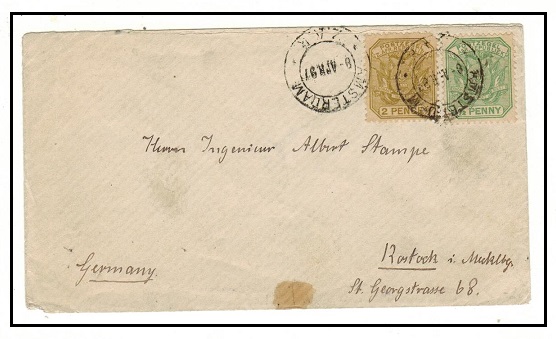 TRANSVAAL - 1897 2 1/2d rate cover to Germany used at AMSTERDAM/ZAR.